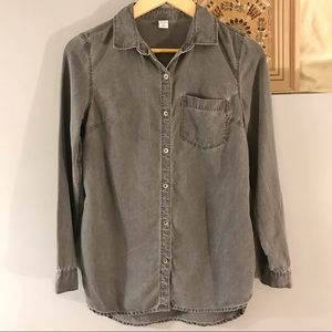 Old Navy Gray Tencel Grunge Buttondown Shirt XS